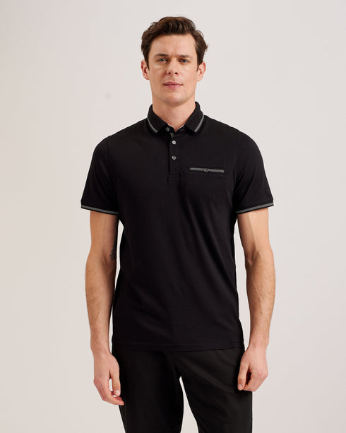 TORTILA-Tops-SS Polo with Birdseye Stripe Collar Detail- Ted Baker Romania